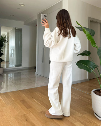 New York Embroidered Raised Tracksuit-Ecru