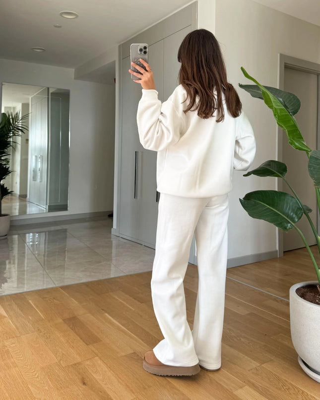 New York Embroidered Raised Tracksuit-Ecru