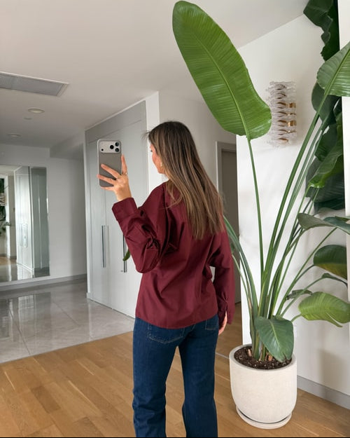 Oclus Poplin Gömlek - Bordo