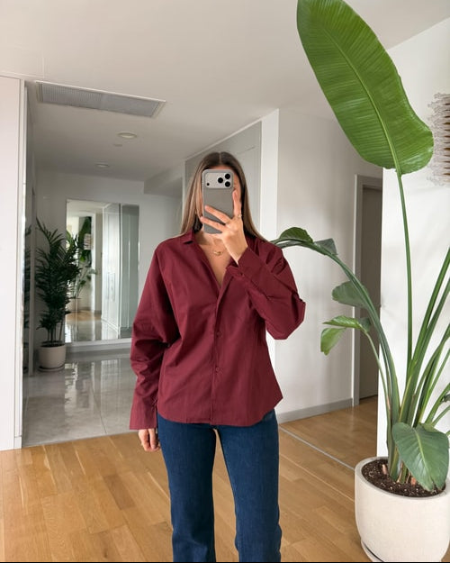 Oclus Poplin Gömlek - Bordo