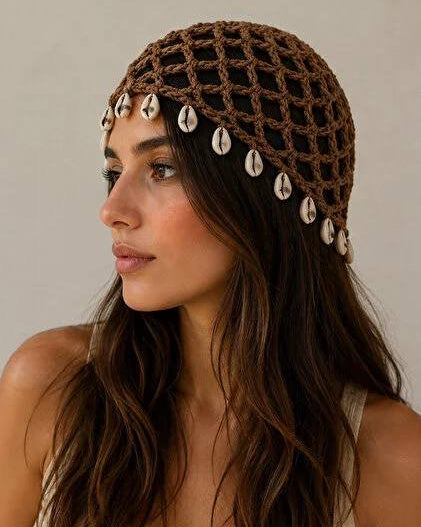 Crochet head peice with shells