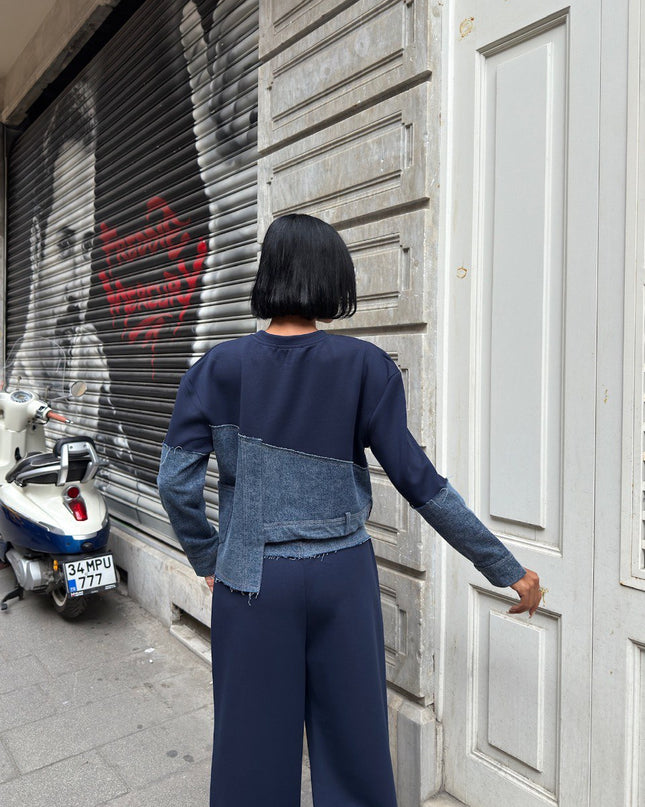 Flora Denim Tracksuit Set