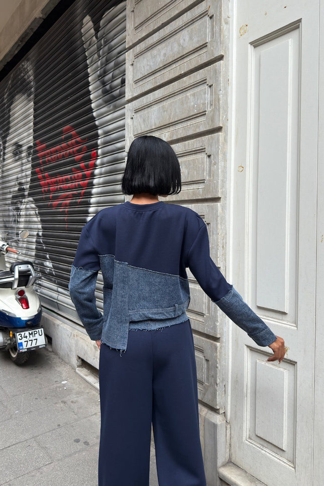 Flora Denim Tracksuit Set