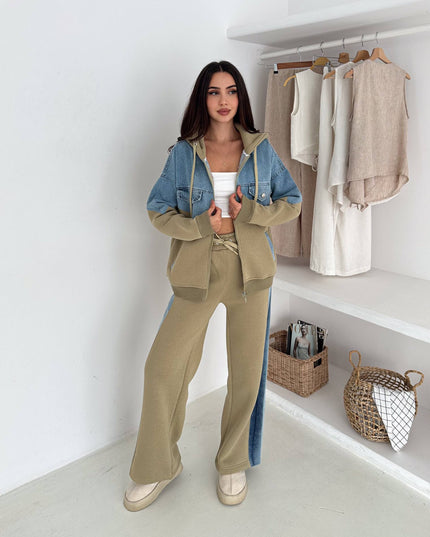 Rima Denim Tracksuit Olive Green