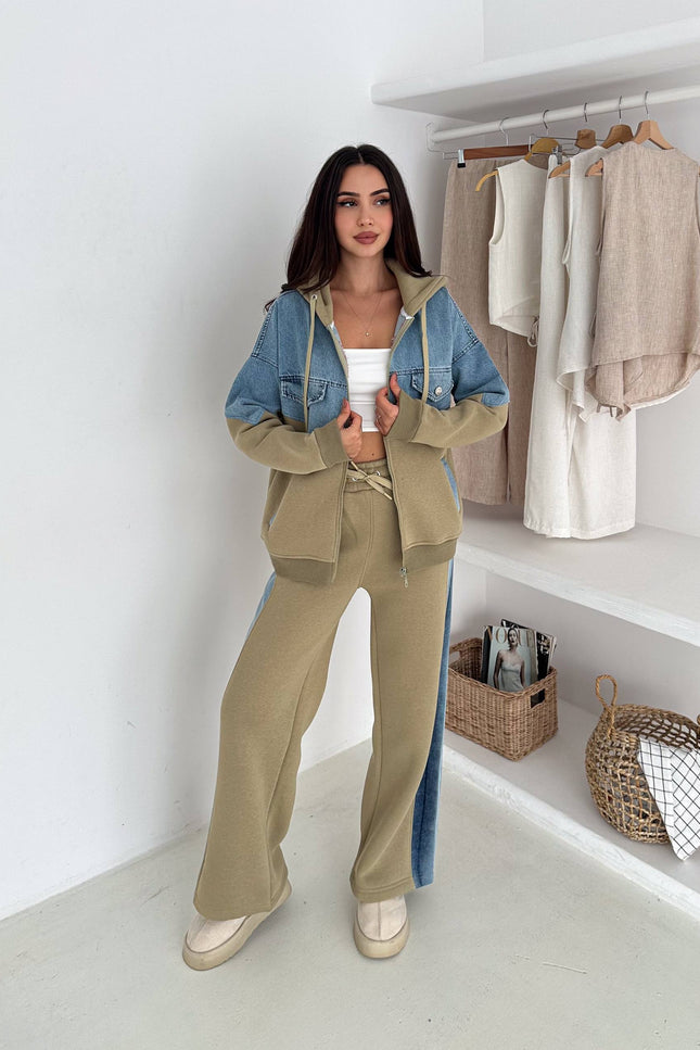 Rima Denim Tracksuit Olive Green