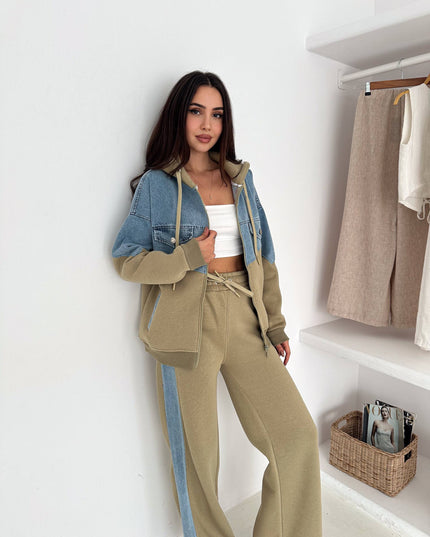 Rima Denim Tracksuit Olive Green