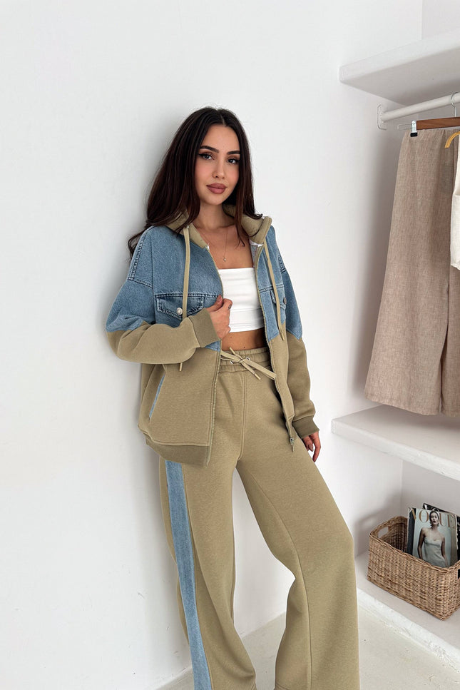 Rima Denim Tracksuit Olive Green