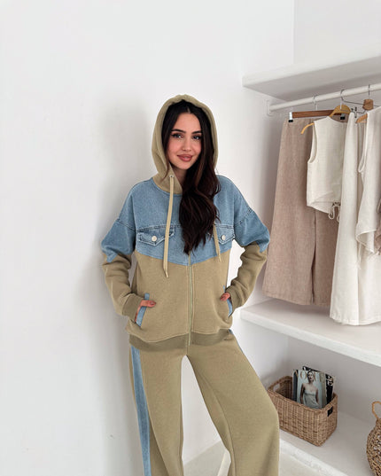Rima Denim Tracksuit Olive Green