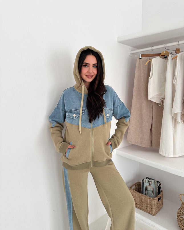 Rima Denim Tracksuit Olive Green