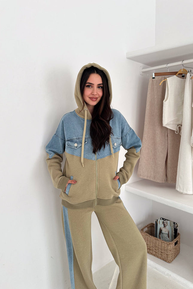 Rima Denim Tracksuit Olive Green