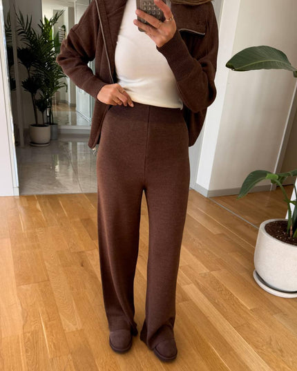 Ayer Knitwear Set With Scarf - Brown