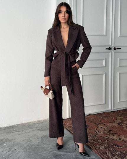Kay Suit Set - Jacket & Trousers Dark Brown