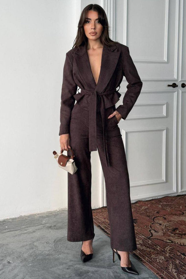 Kay Suit Set - Jacket & Trousers Dark Brown