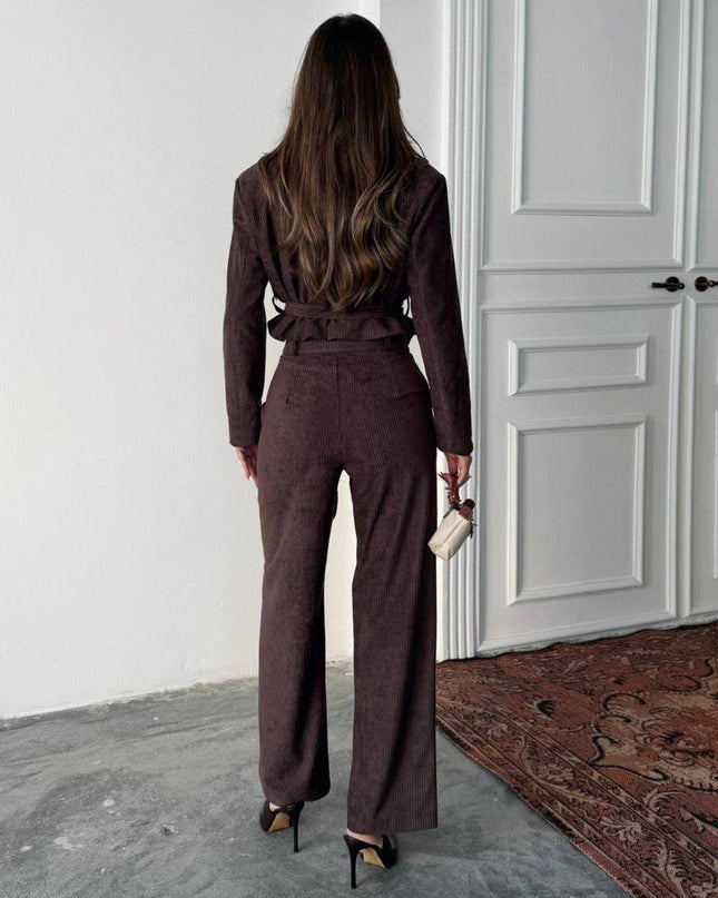 Kay Suit Set - Jacket & Trousers Dark Brown