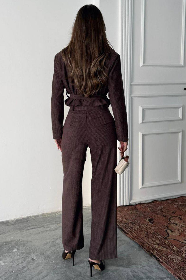 Kay Suit Set - Jacket & Trousers Dark Brown
