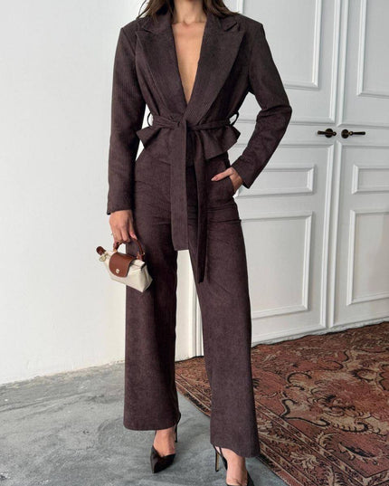 Kay Suit Set - Jacket & Trousers Dark Brown