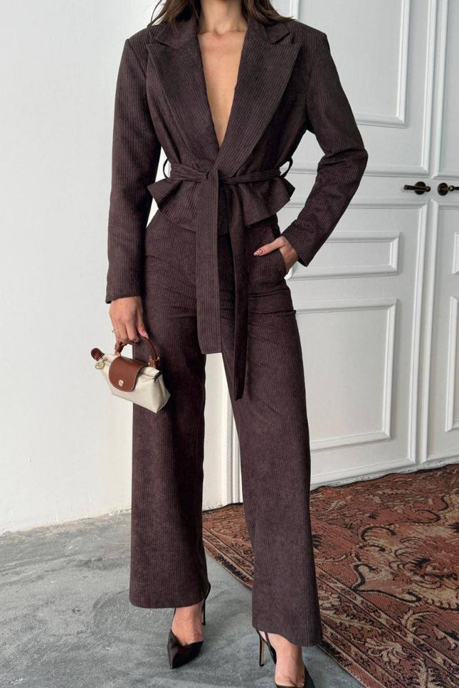 Kay Suit Set - Jacket & Trousers Dark Brown