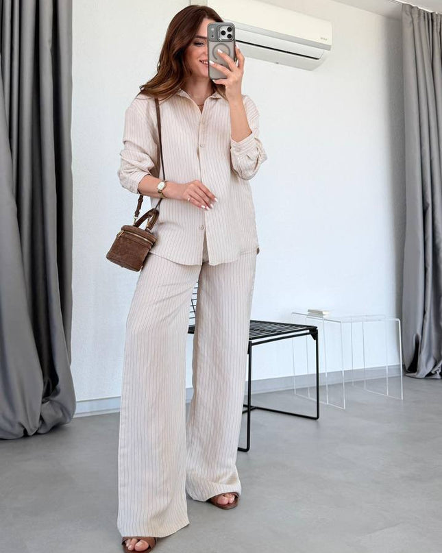 Lucy Striped Shirt and Pants Set