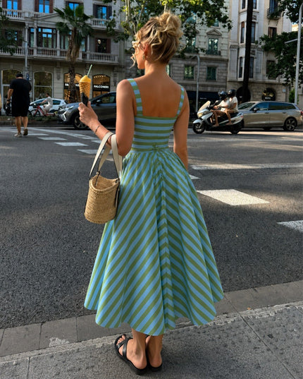 Striped Sleeveless Midi Dress