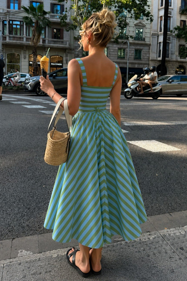 Striped Sleeveless Midi Dress