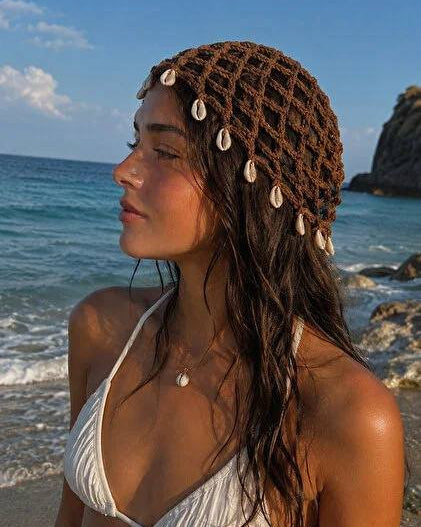 Crochet head peice with shells