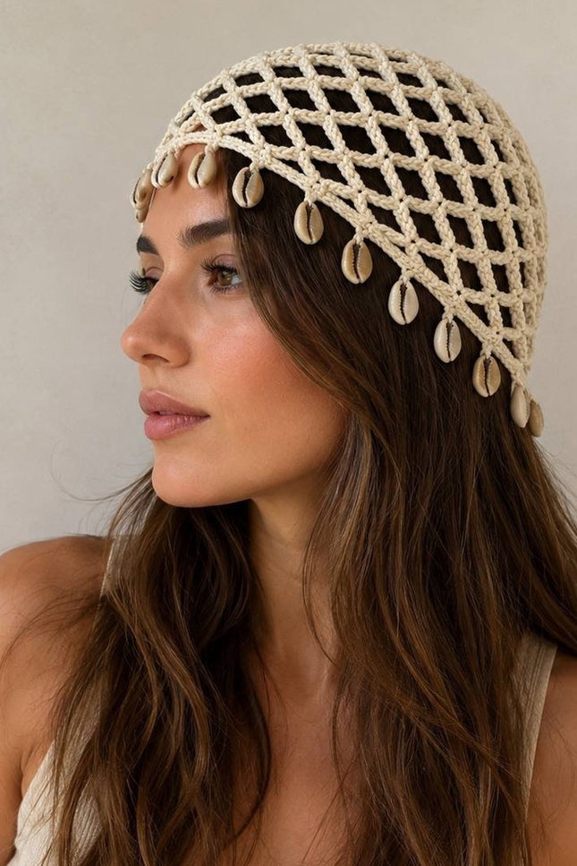 Crochet head peice with shells