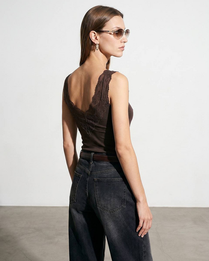 Dilvin V neck lace top