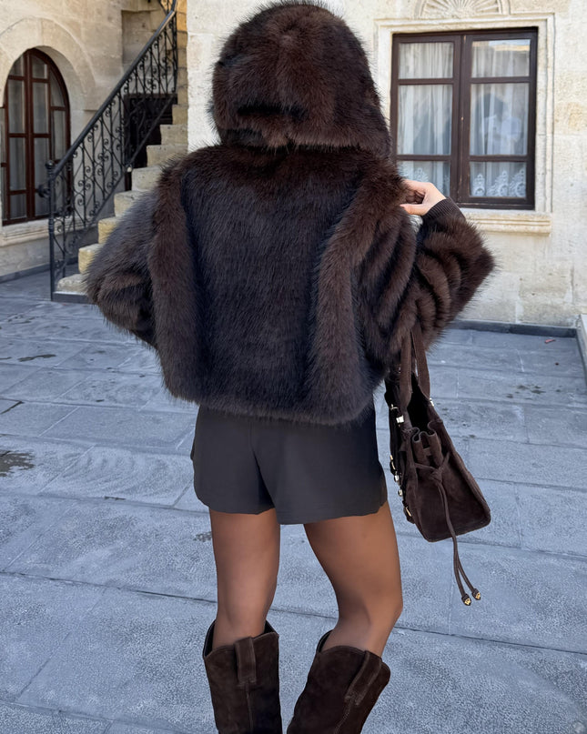Prenson Bitter Brown Hooded Fur