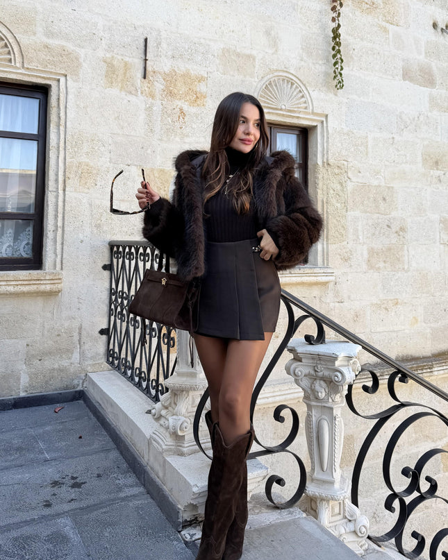 Prenson Bitter Brown Hooded Fur