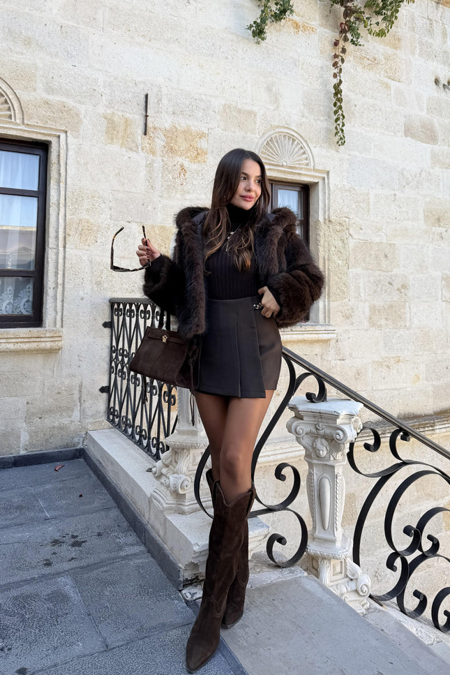 Prenson Bitter Brown Hooded Fur