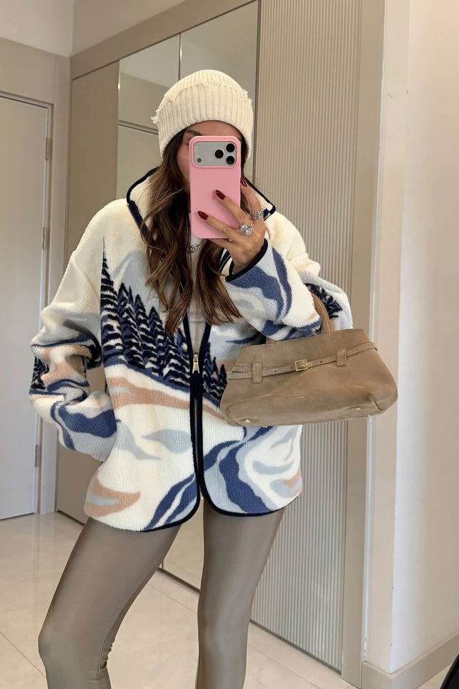 Presy White Teddy Zip-Up Sweatshirt