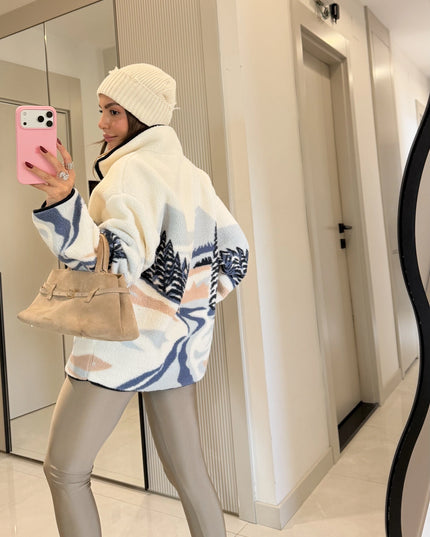 Presy White Teddy Zip-Up Sweatshirt