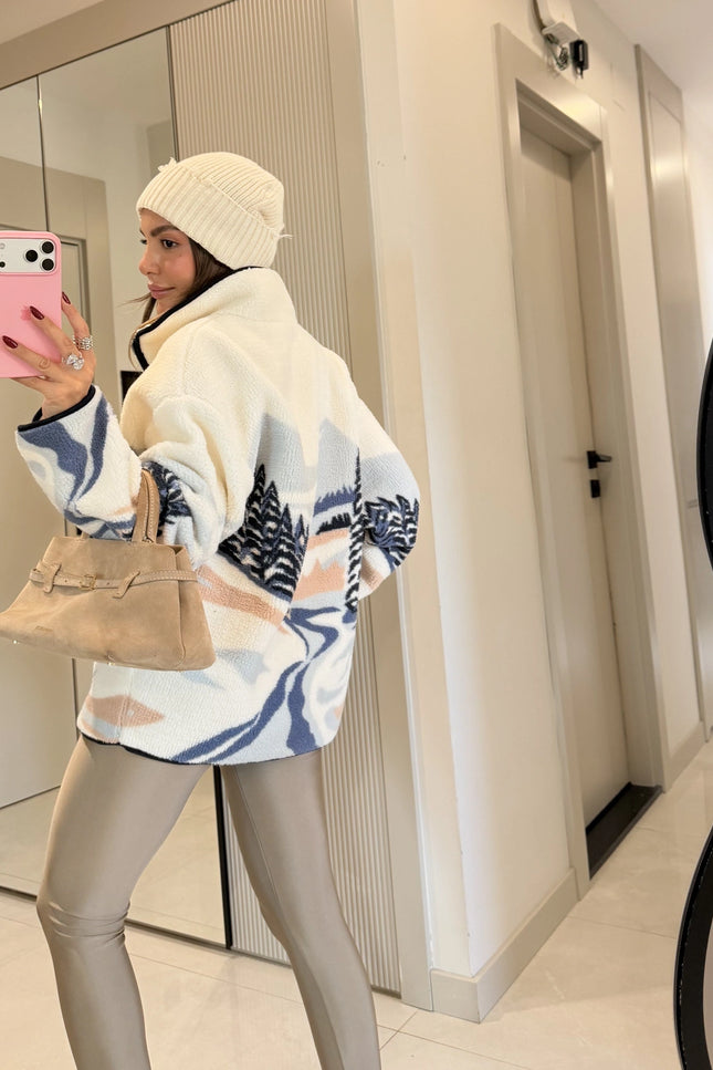 Presy White Teddy Zip-Up Sweatshirt
