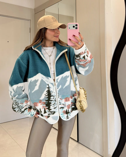 Presy Turquoise Teddy Zip-Up Sweatshirt