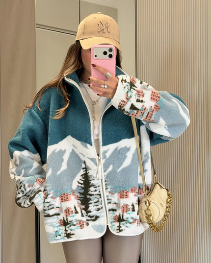 Presy Turquoise Teddy Zip-Up Sweatshirt