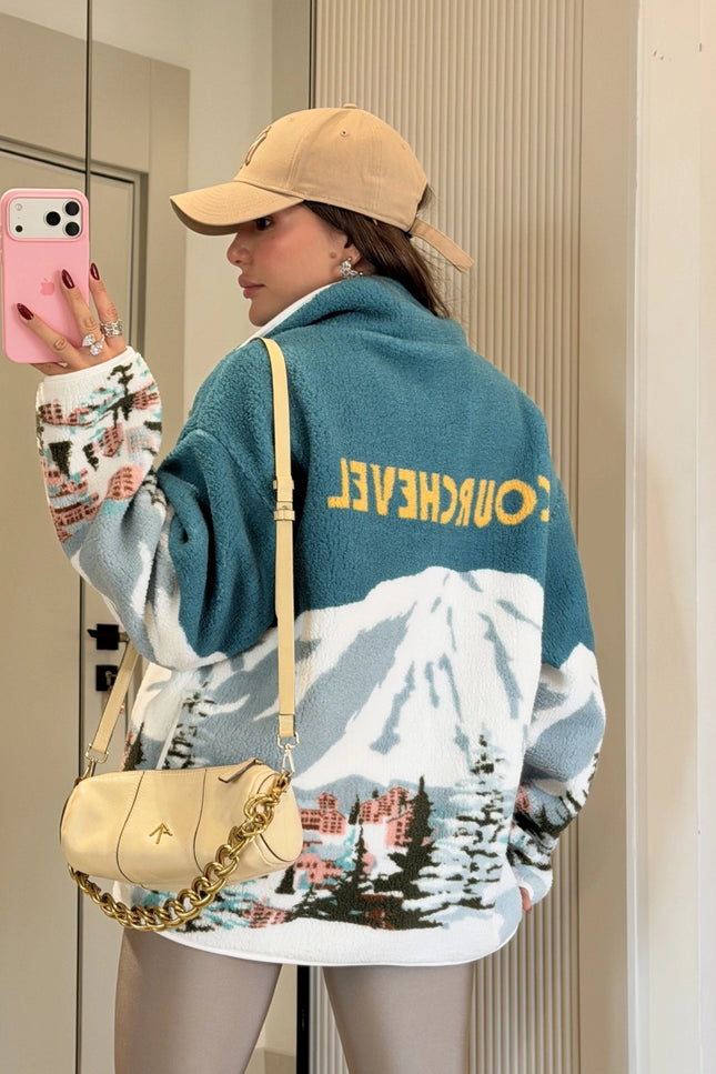 Presy Turquoise Teddy Zip-Up Sweatshirt