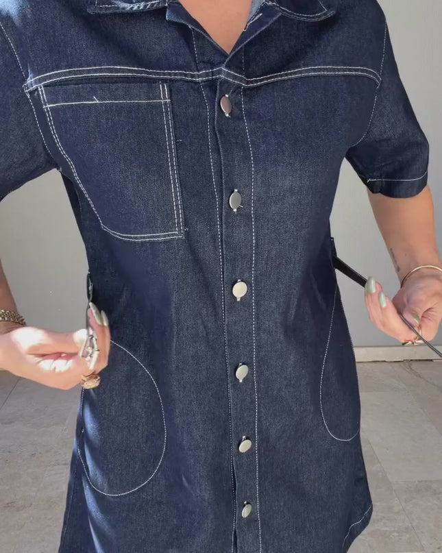 Camelia Belted Jeans Dress