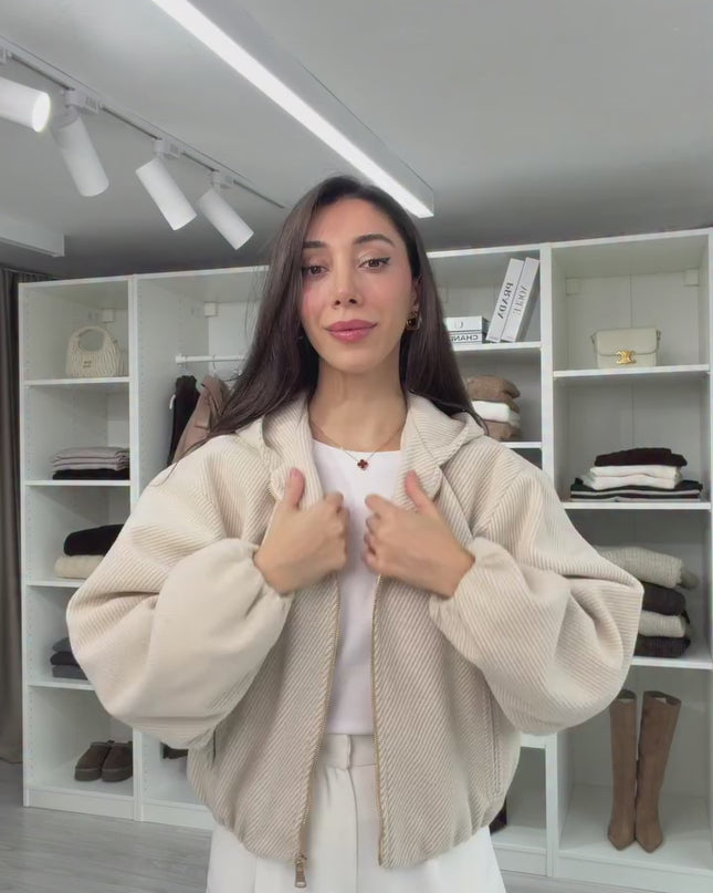 Lorena Oversize Stone Hooded Jacket