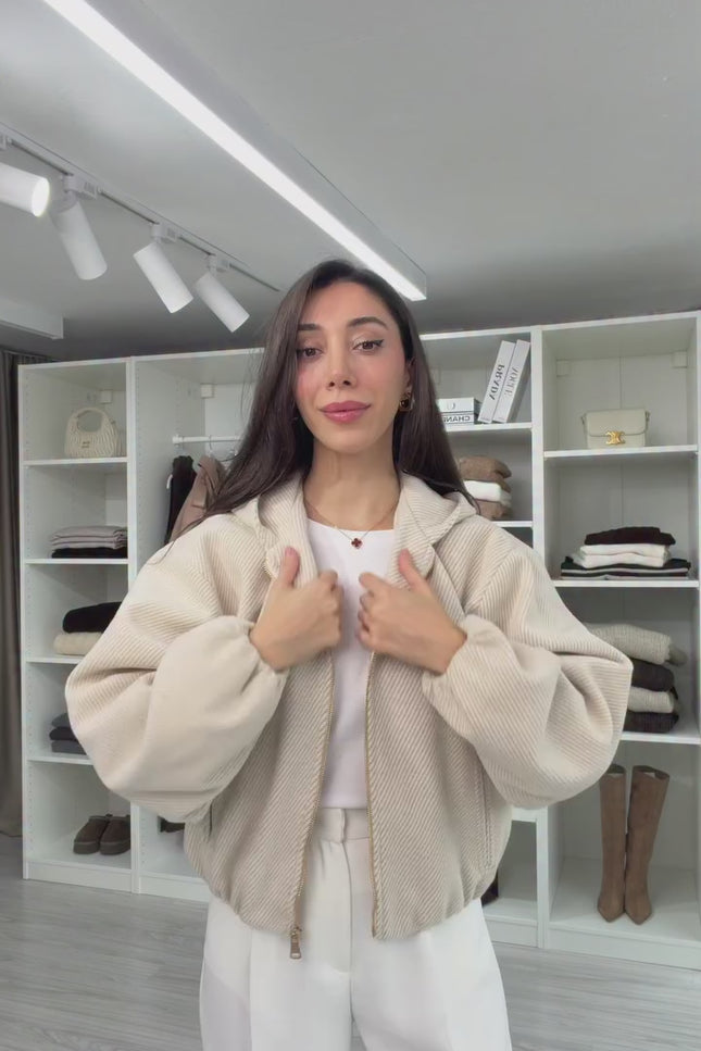 Lorena Oversize Stone Hooded Jacket