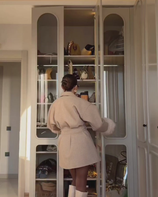 Athena Cream Plush Sleeved Cashmere Coat