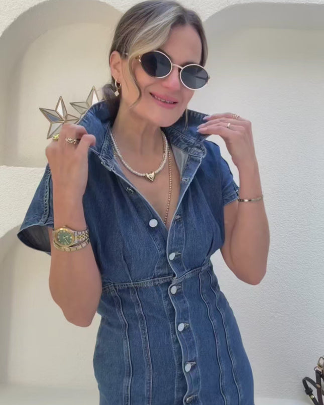 Anna Buttoned Denim Dress
