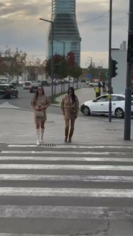 Rory Camel Knit Skirt Suit