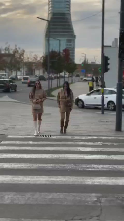 Rory Camel Knit Skirt Suit