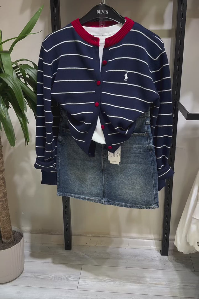 Striped knit cardigan