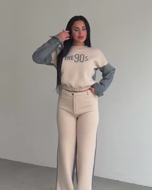 Ruby Set Beige with Denim Detail on the Back