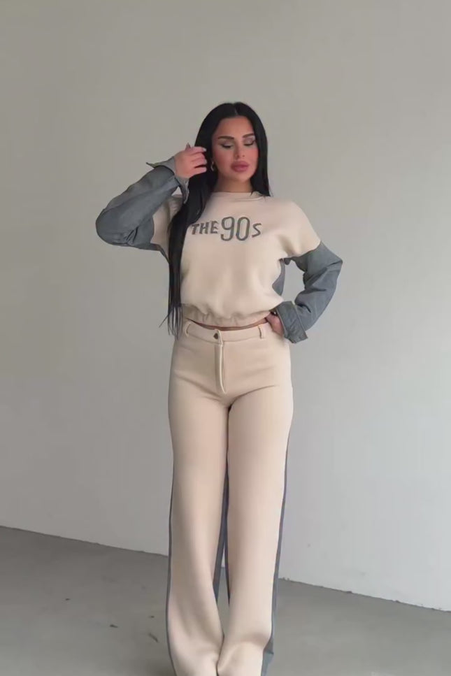 Ruby Set Beige with Denim Detail on the Back