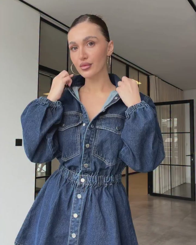 Celeste Denim Dress With Elastic Waist