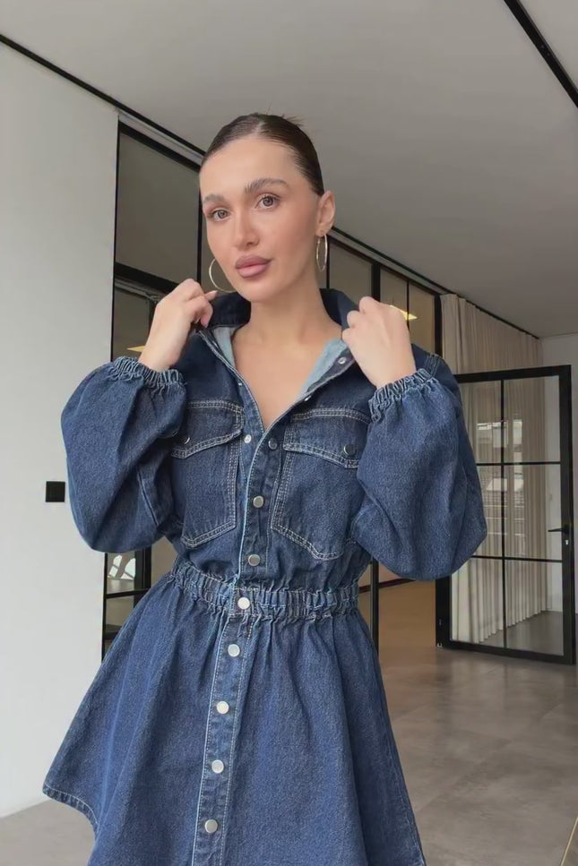 Celeste Denim Dress With Elastic Waist
