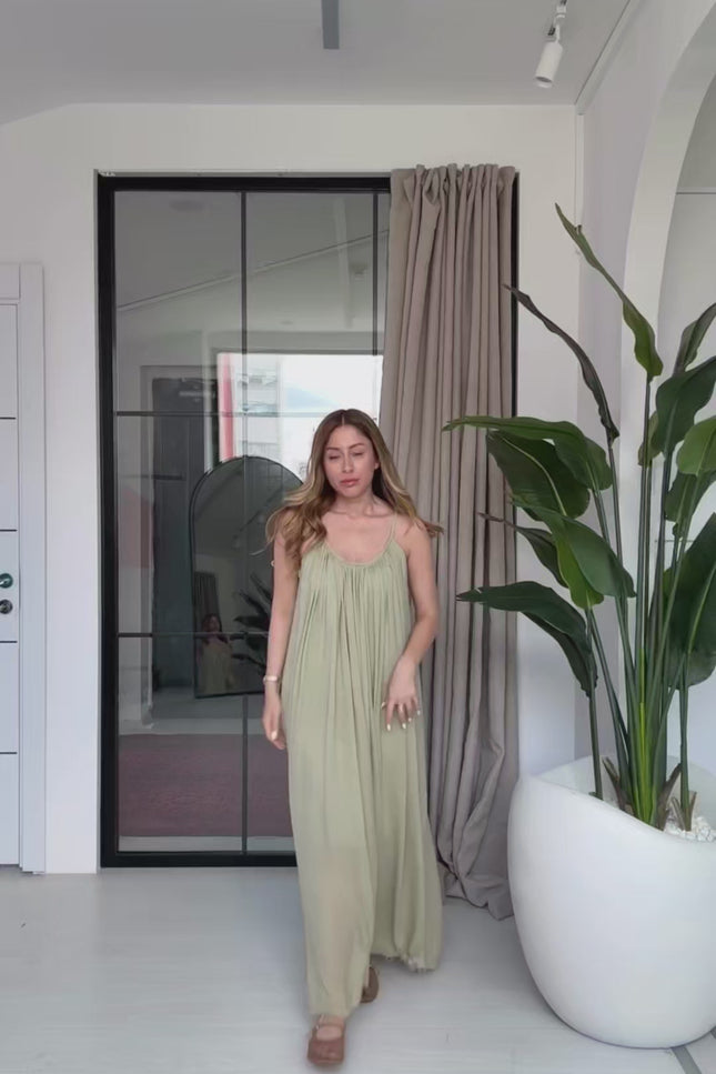 Melissa Strappy Ruched Natural Dress