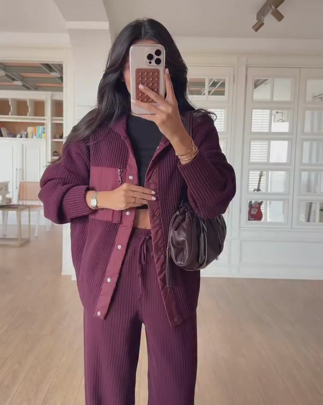 Sama Premium Knit Set - Burgundy